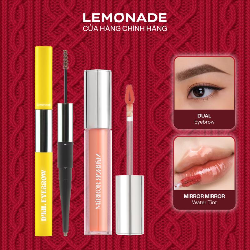 Combo 01 Son tint bóng không dính siêu lỳ Lemonade Mirror Mirror Water Tint 4g và 01 Chì kẻ mày 2 đầu Lemonade Dual Eyebrow 2.75g