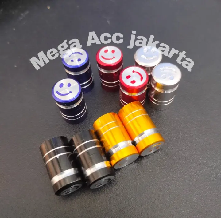 MEGA ACC 2pcs tutup pentil ban motor mobil sepeda dll motif smile warna random