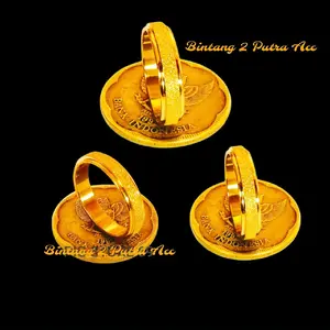 Cincin koin 1991 Anti luntur Tahan lama Tampilan Mewah Elegan Rings