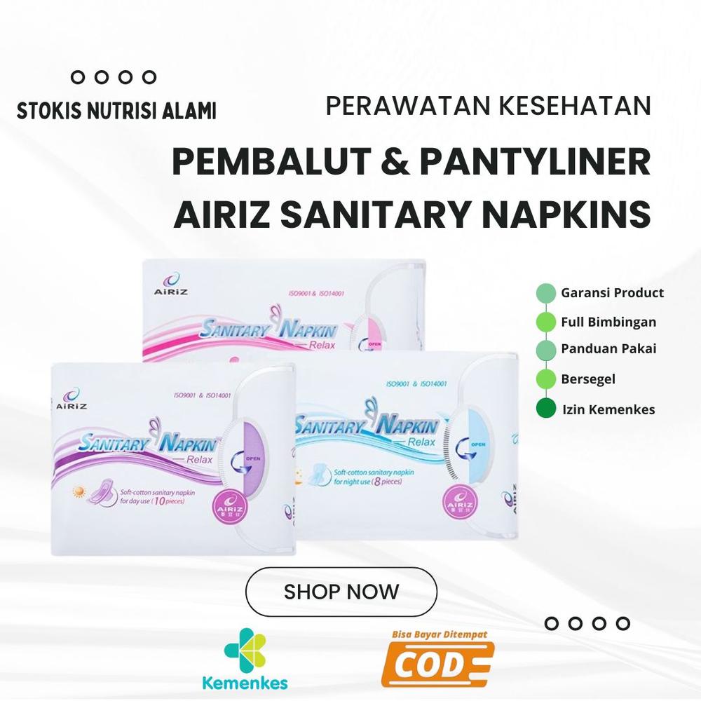 Airiz Pembalut Herbal Solusi Keputihan - Telat Haid - Kista Ovarium - Miom - Endometriosis - Night Use (Pembalut Malam)