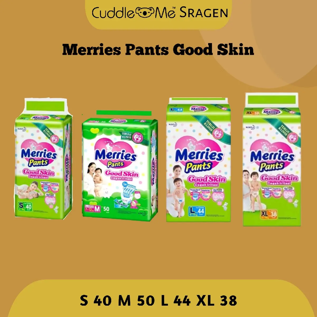 Merries Pants/ Popok Merries/ Merries Murah/ Merries S40 L30 M34 XL26 Bayi