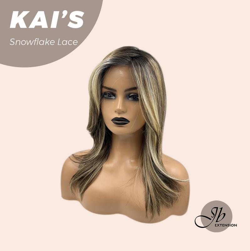 JBEXTENSION【UK】18 Inches Mix Blonde Pre-Cut Snowflake Lace Frontlace Glueless Wig KAI'S【PERMATEASE】 2