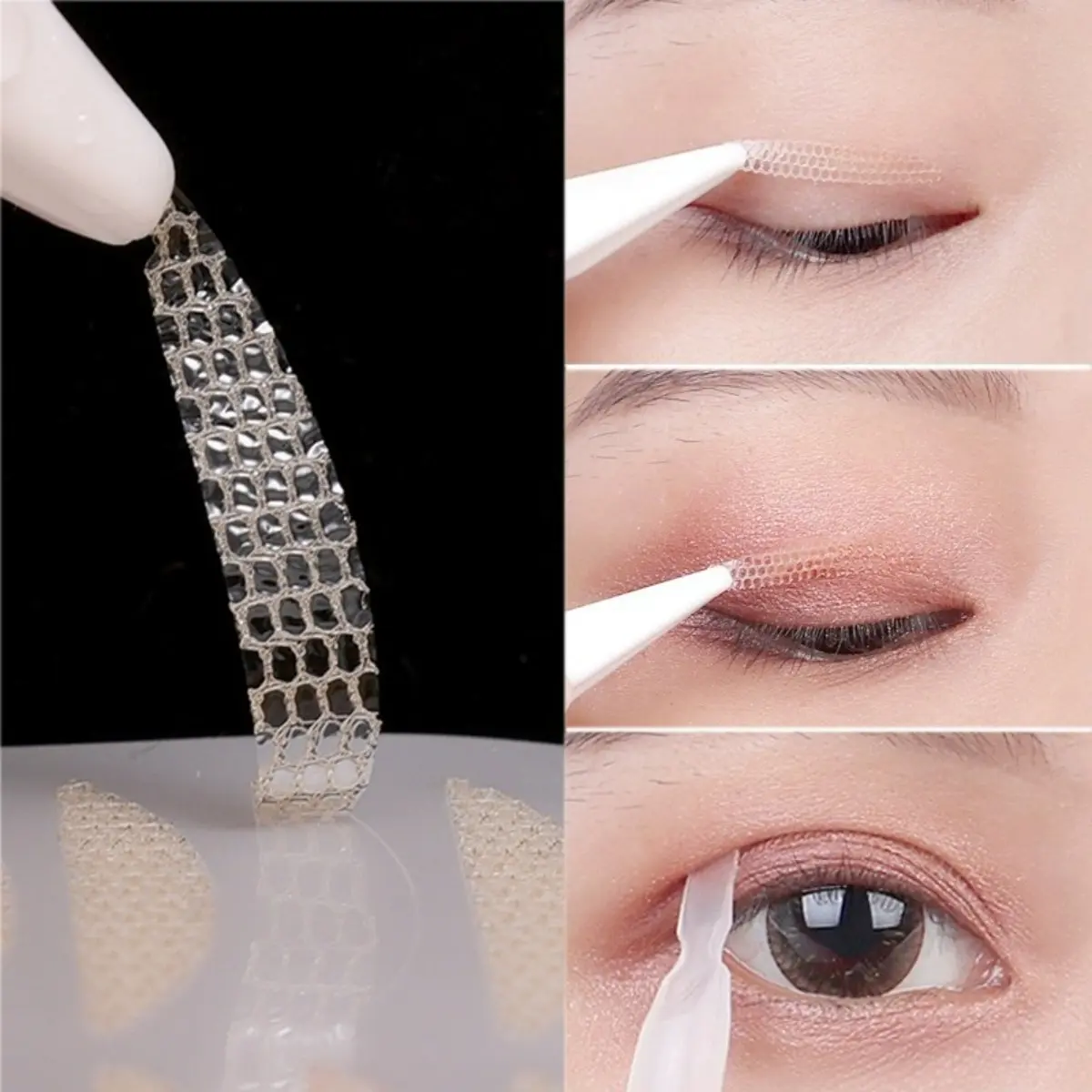 Miếng Dán Hai Mí Ren Lưới Tự Nhiên, 1 Tờ, Không Thấm Nước, Vô Hình, Tự Dính, Trong Suốt, Mỏng / Rộng, Băng Dính, Dụng Cụ Trang Điểm Mắt
