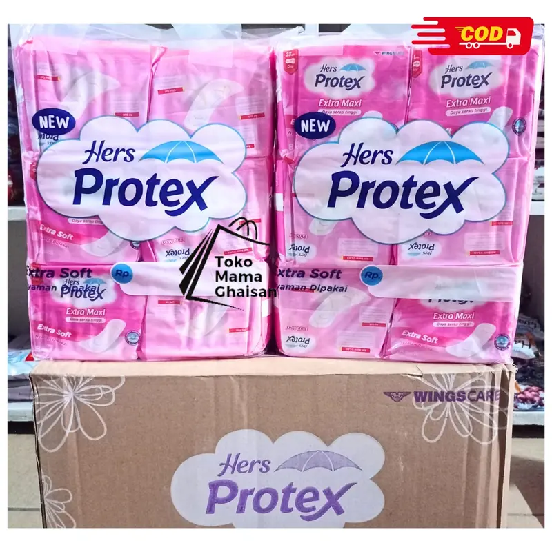 Pembalut Wanita Hers Protex Pink Maxi Non-Wing 23cm 1 Tas (6 Pack x 8 Pads) Tanpa Sayap 1
