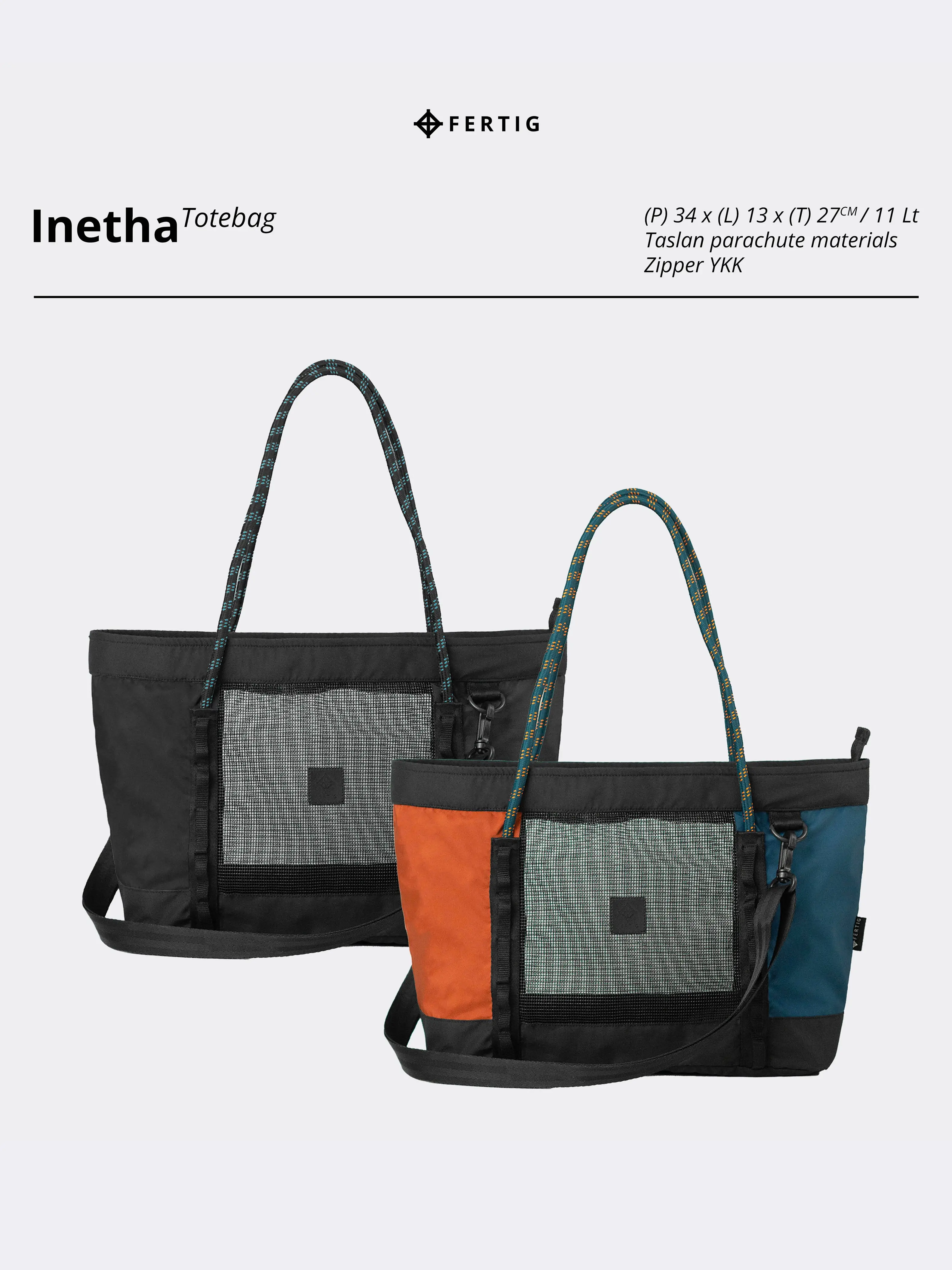 Fertig - Inetha Tote Bag - Tas Selempang Parasut Wanita - Tas Bahu Kompartemen Luas