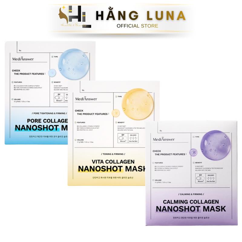  Mặt Nạ Thạch MediAnswer Collagen Nanoshot Mask 37g Hộp 05 Miếng Có 3 Màu Xanh Vàng & Tím Mặt Nạ Thạch Hỗ Trợ Dưỡng Ẩm Phục Hồi Cho Da Mặt Skincare Nữ 