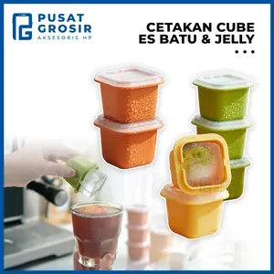 Cetakan Es batu kotak mini 1 cube Pencetak jelly cetakan puding deilengkapi tutup Food Grade wadah penyimpanan