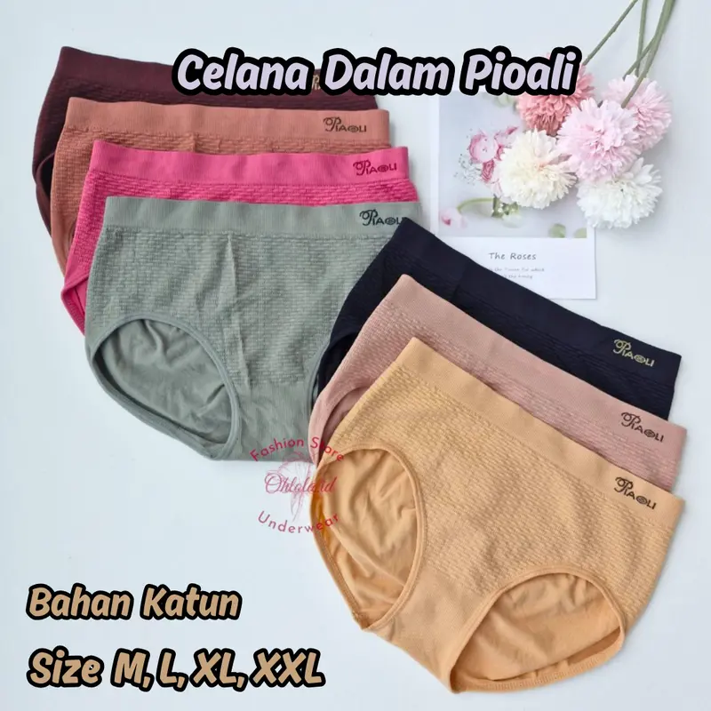 3 Pcs Celana Dalam Piaoli Katun Cd Cewek Wanita Dewasa Remaja Rajut 0