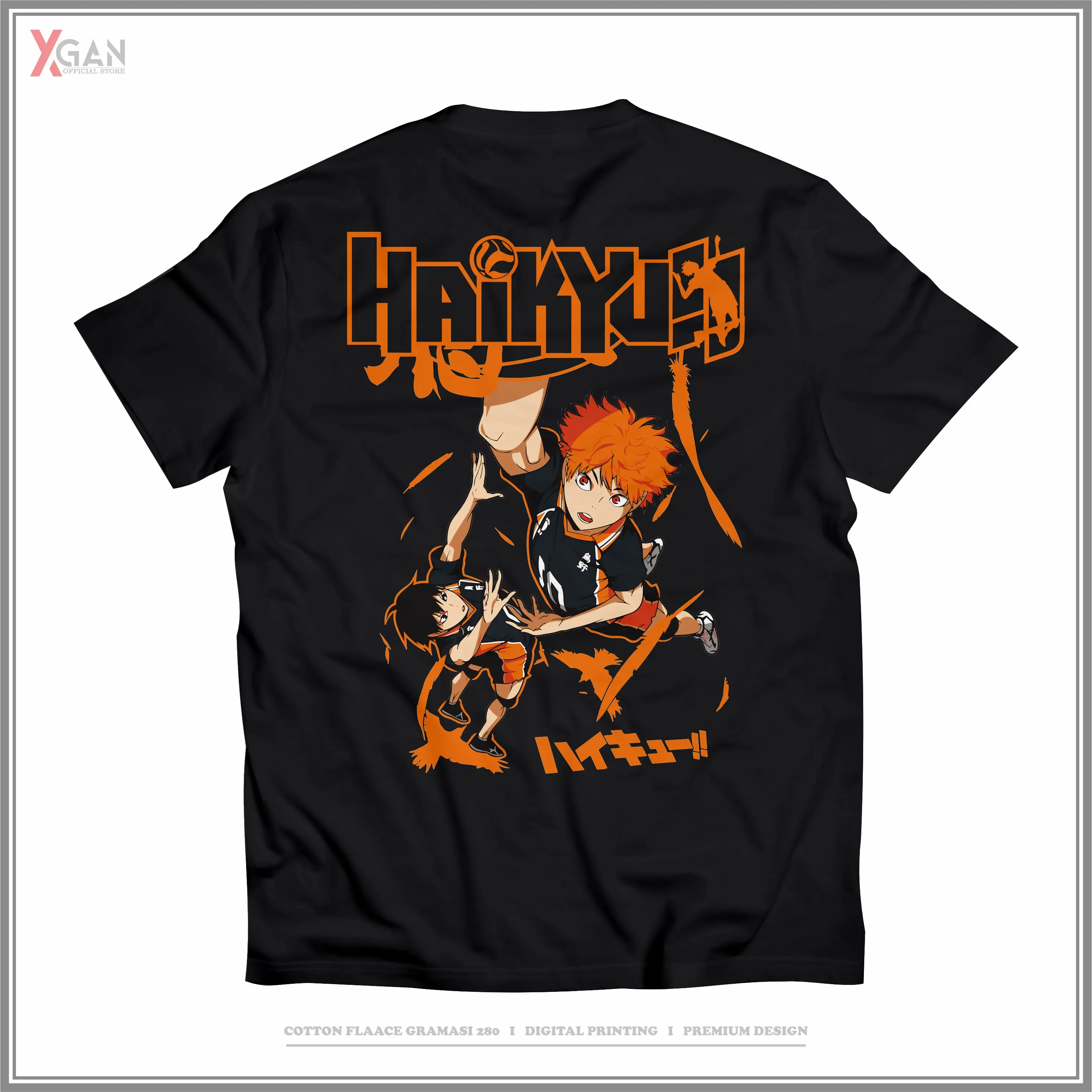 XGAN Baju Haikyuu Hinata HK01 Kaos Anime katun 24s Jepang T-Shirt Anime Manga Premium Combed Karet Lembut Sablon Soft Tebal Distro Pria Nyaman Hitam