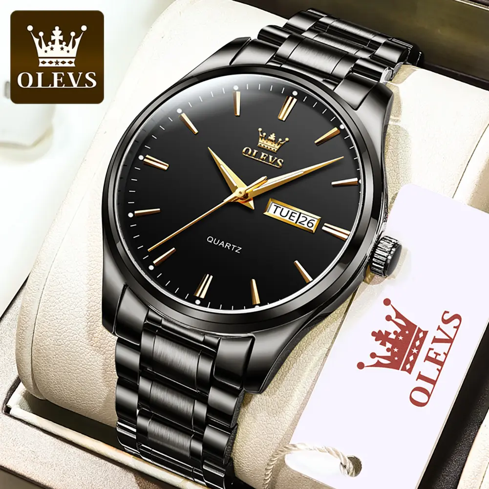 OLEVS Men's Business Quartz Watch | Fashion Minimalist Dial | 30M Water Resistance + Luminous Function | Solid Stainless Steel Band | Official Direct Shipping Model 6898