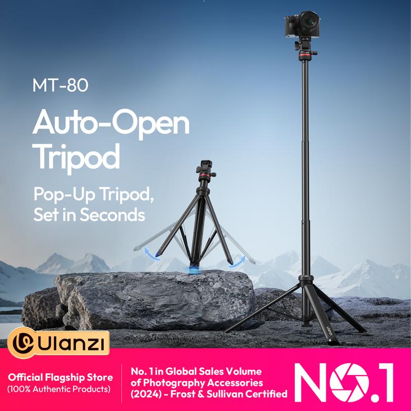  Chân máy Tripod tự động mở Ulanzi MT-80 Chiều cao 2M Chân máy đất dành cho máy ảnh điện thoại thông minh và đèn Video với xoay 360 ° và nghiêng 180 ° 
