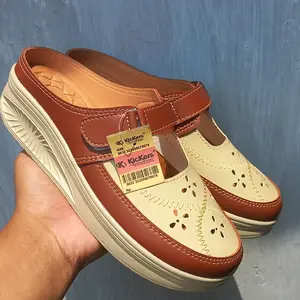 sepatu slop wedges cewek zikzak ( kode ks zikzak) slop kekinian Shoes Kickers Coklat sandal