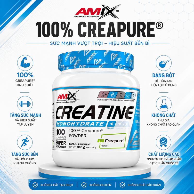 Bột Siêu Tinh Khiết AMIX CREAPURE Creatine Monohydrate 300g (100 Servs)