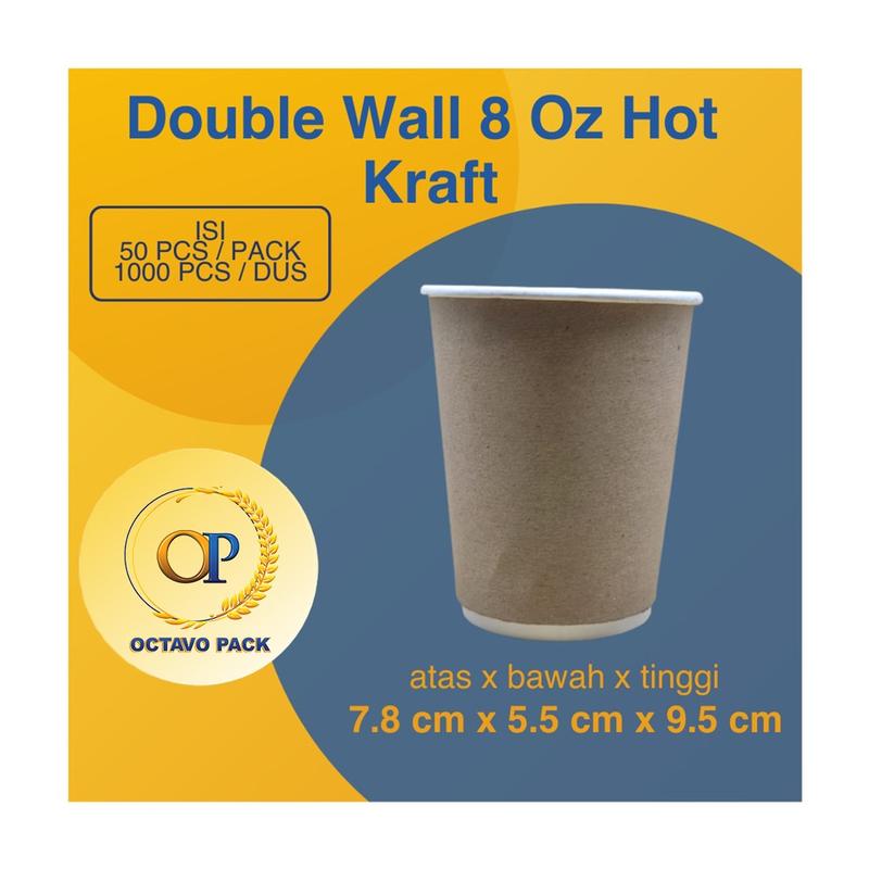 Paper Cup Double Wall Kraft 8 Oz / Double Wall 8 Oz Hot / Paper - Shop ...