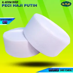 Peci Songkok Kopiah Haji Muslim Putih Polos  Anak dan Dewasa / Peci Assagofah Kain Putih Polos Nyaman Dipakai