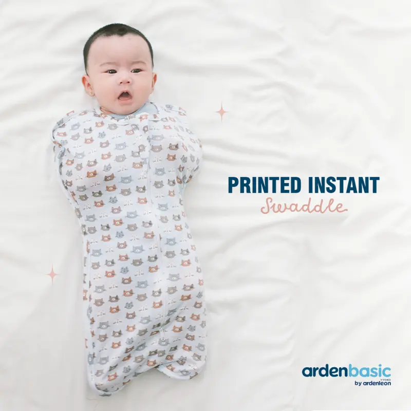 ARDENLEON ArdenBasic Printed Instant Swaddle Bedong Bayi Putih 7