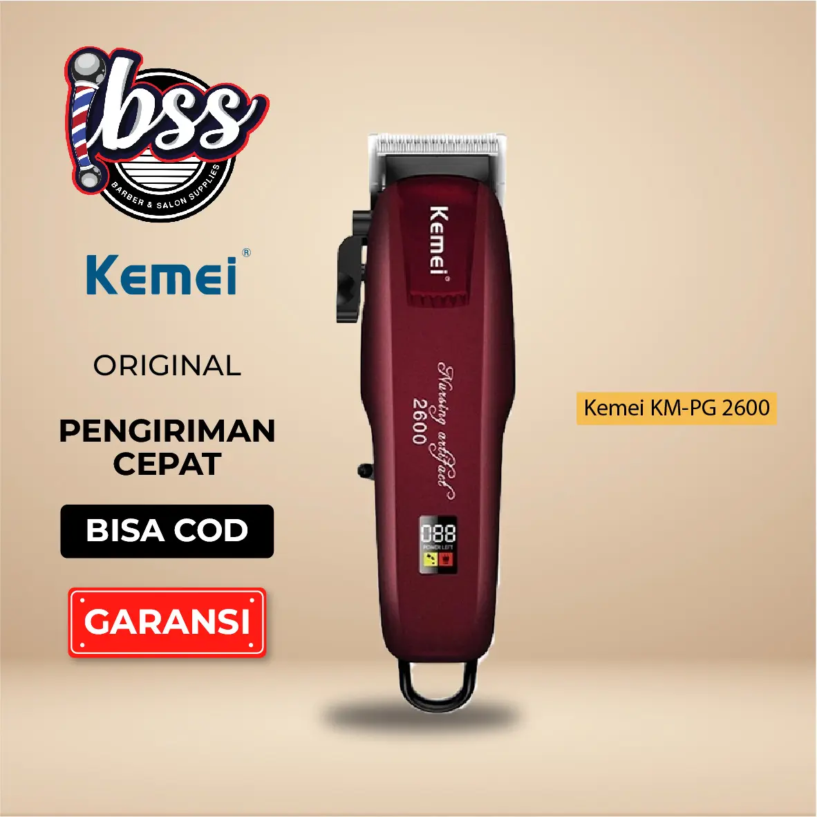 Kemei KM PG 2600 Alat Cukur Rambut Hair Clipper LCD Cukuran KM 2600 PG
