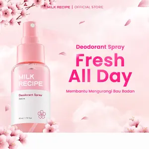 Milk Recipe Deodorant Spray Sakura - 3in1 untuk Ketiak, Badan dan Kaki Anti-Bau Badan kaki & Anti Noda di Baju Cerahkan Ketiak & Jaga Kulit Tetap Lembap Mencerahkan Ketiak deodorant spray bebas alkohol anti-keringat  Niacinamide Extract