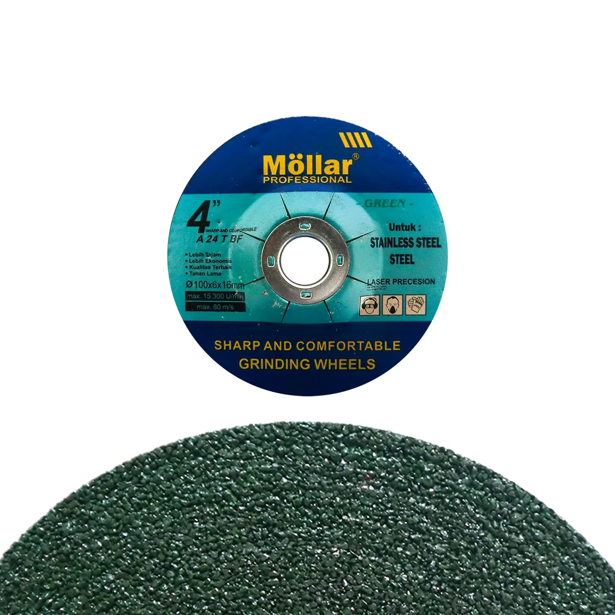 MOLLAR Batu Gerinda Poles 4" x 6 Besi Hijau Mata Gurinda Asah Slep Gosok Grinding Wheel