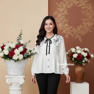 AUREL BLOUSE Cantik Wanita Rayon Premium Mix Organza By It Me Retno