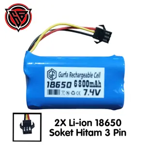 Baterai RC / Mainan Remot Control Offroad MN99.MN86S.MN98S 2X 18650 6800mAh 7,4V SOKET HITAM 3 PIN