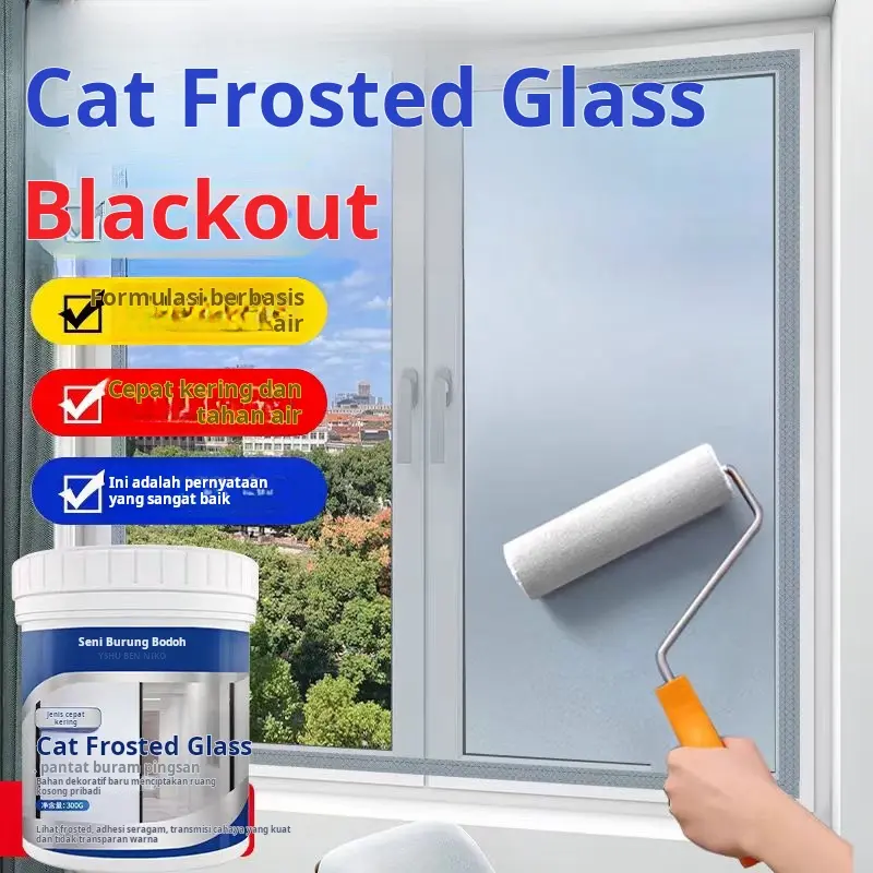 【Paket alat gratis】Cat Tahan Intip untuk Kaca Buram, Cat Berbasis Air Khusus untuk Kaca Kamar Mandi, Kaca Kantor, Anti Panas & Penghalang Cahaya