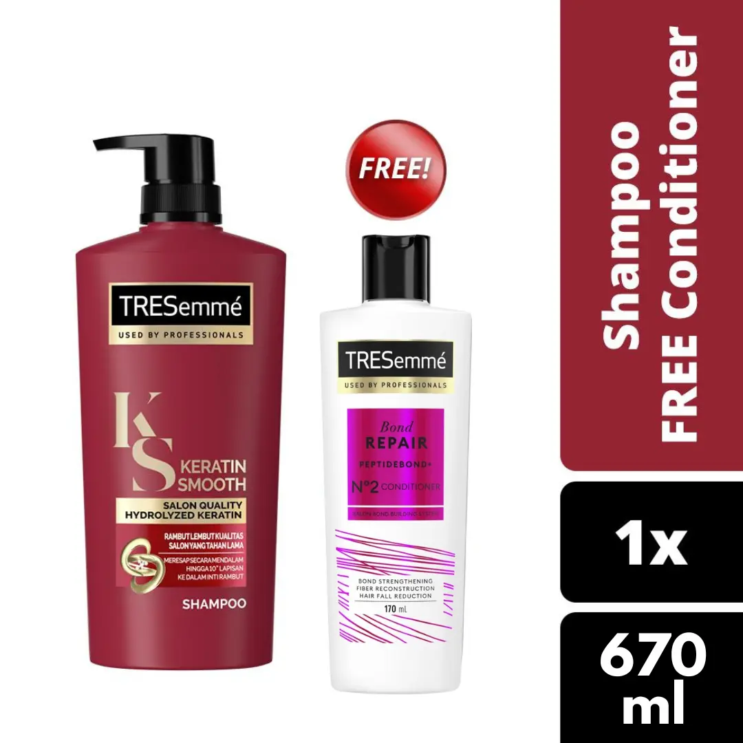 [BUY 1 FREE Conditioner 170ml] Tresemme Keratin Smooth Shampoo 670Ml