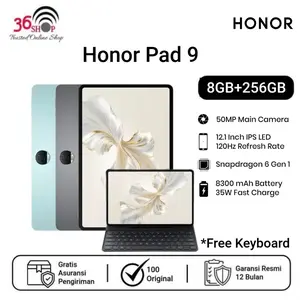Honor Pad 9 [8GB+256GB] IPS LCD 12.1 inches - Snapdragon 6 Gen 1 - 8300 mAh - Gransi Resmi 1 Tahun