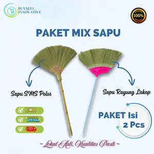 Paket Mix Sapu Isi 2 Pcs - Sapu SMS Polos & Sapu Rayung Lakop - COD Termurah - Bahan Rayung Lokal Asli Kualitas Pasti