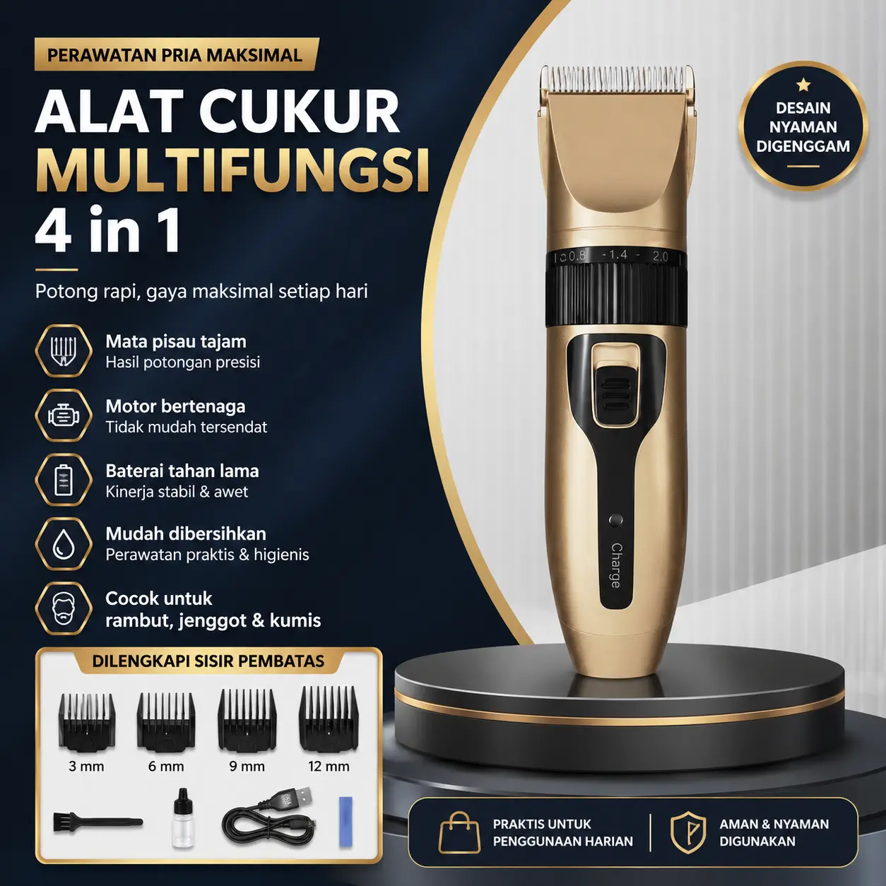 【COD】Alat Cukur Rambut Elektrik Cordless Professional, Mesin Potong Rambut Multifungsi Untuk Manusia & Hewan, Hair Clipper Original