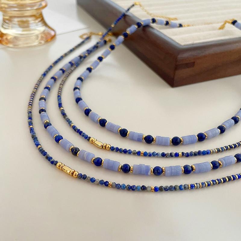 Lux Co.Talazuli blue  and Bohemian green necklace and earringws set. 1