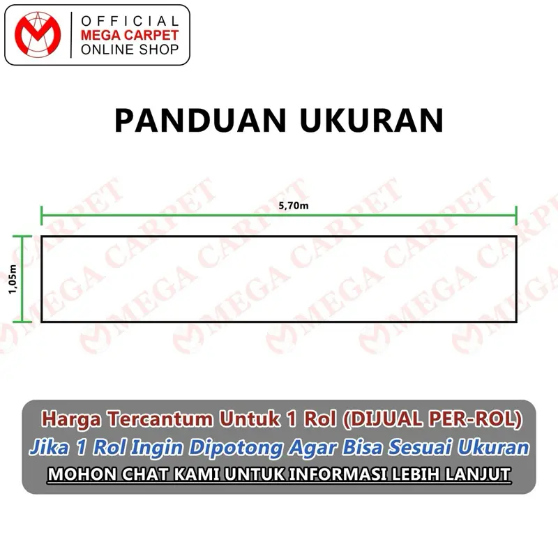 Sajadah Rol / Karpet Masjid / Karpet Mushola (1 Rol ukuran 1,05 x 5,70 meter) - Motif Pilar Hijau 2