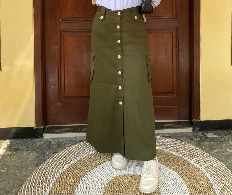 ROK CARGO SPAN TWILL WANITA TERBARU / ROK  CARGO TWILL COMBED STRETCH KANCING 8