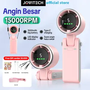【COD】Jovitech FN53 Kipas Turbo 5 Level Kecepatan 15000RPM Kipas Lipat High Speed 3000mAh Angin Kencang Badai