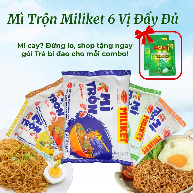  Mì Trộn Miliket Các vị Phô Mai Kim Chi Carbonara Kebab Chua Cay Chanh - Mì Xào Gói Hot Trend 