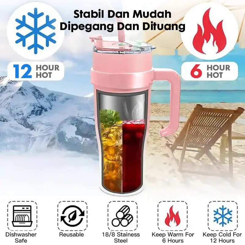 Eatkit Tumbler Stainless Steel 1200ml Mug Tahan Panas Dingin Portable BPA FREE Vacuum 3