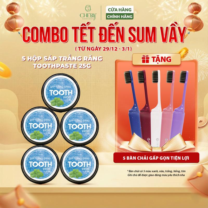  Combo 5 hộp Kem Trắng Răng Dạng Sáp Thảo Mộc Tooth Paste 25g hộp Nữ 