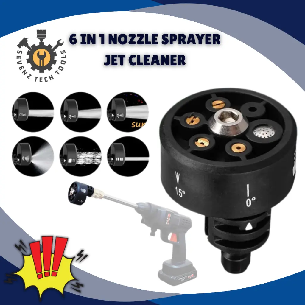 6 IN 1 NOZZLE SPRAYER JET CLEANER 1/4" / KEPALA SEMPROTAN PORTEBEL 6 FUNGSI JETCLEANER CORDLESS / NOZZLE SEMPROTAN AIR 6 IN 1 ADJUSTABLE JET CLEANER