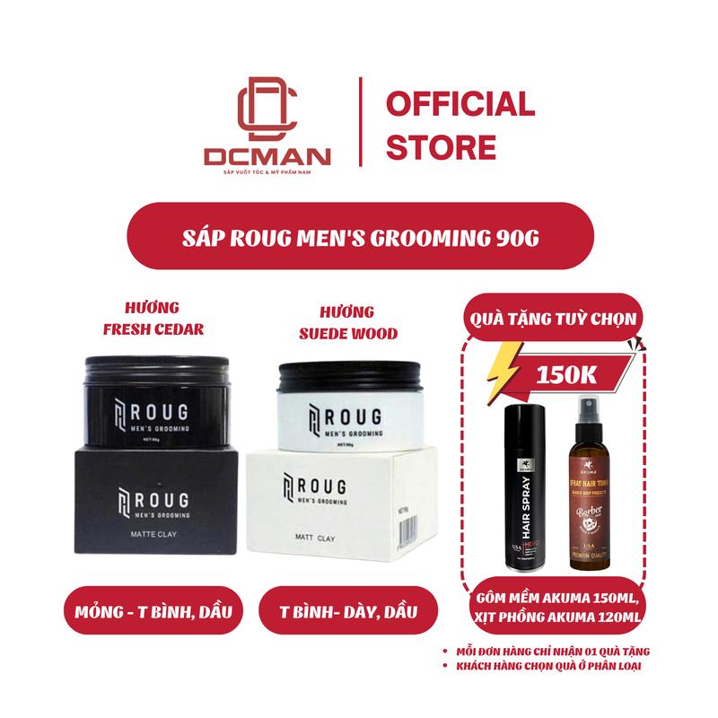[BẢN MỚI] Sáp Vuốt Tóc Nam ROUG MEN’S GROOMING Matt Clay Trắng, Matte Clay Đen 90G - Tặng Kèm Gôm Mềm 150Ml, Xịt Phồng Tóc 120Ml