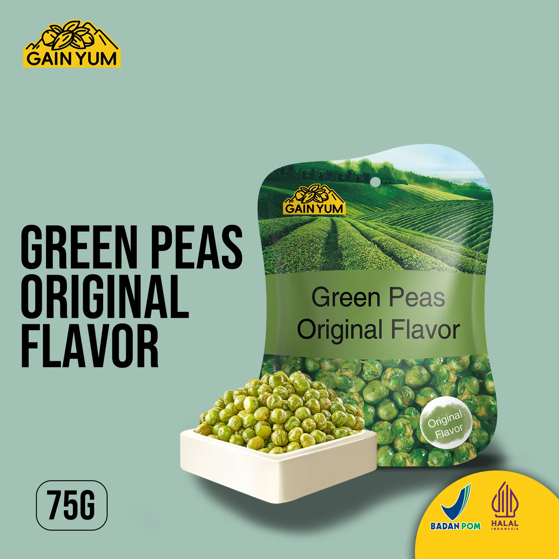 Gain Yum Snack - Kacang Polong Rasa Original 75G