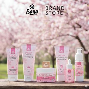 Set Kapsul Pelindung Matahari Krim Serum Sakura, SOUG, Siri Sakura, untuk Penjagaan Kulit Penghidratan, Kulit Bersinar dan Terhidrat