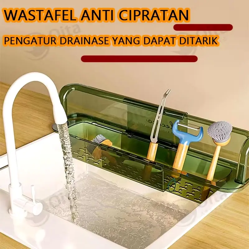 Papan Penahan Cipratan Air Sink Splash Board Pelindung Wastafel Desain anti cipratan dengan penyimpanan