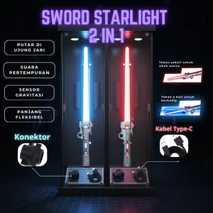 [COD]Mainan Lightsaber Anak [Pedang Laser LED], Bisa Tarik Ulang + 7 Warna Cahaya & Efek Suara - Konektor Battlestar