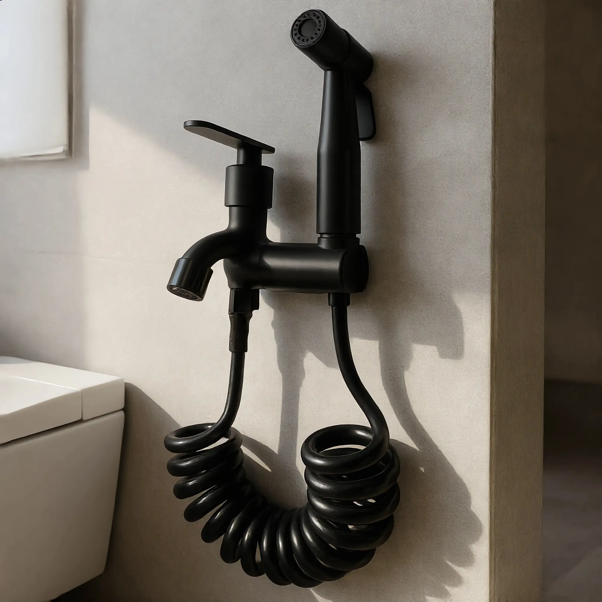 Kran Shower Double 2 Outlet + Jet Washer Toilet 1/2 Inch - Material Plastik ABS, Anti Bocor, Hemat Air