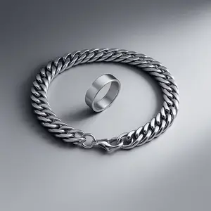 gelang tangan rantai pria bonus cincin