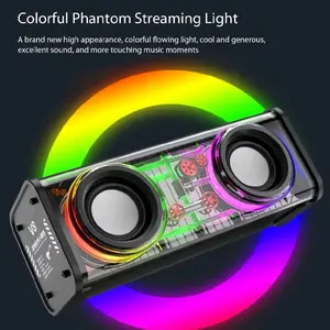 13.6W Bluetooth Speaker Double Subwoofer Music Speaker RGB LED Light  Transparent Cyberpunk Speaker