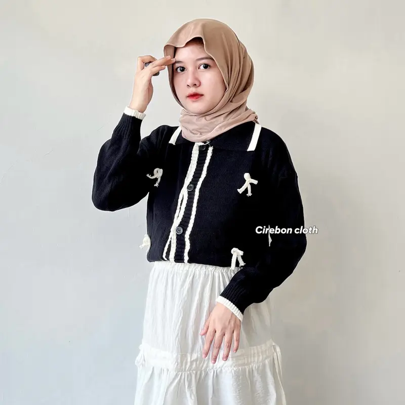 Cirebon Cloth - Elora Cardigan Knit Coquette / Cardigan Coquette / Cardiga Rajut Wanita Baju Panjang 0