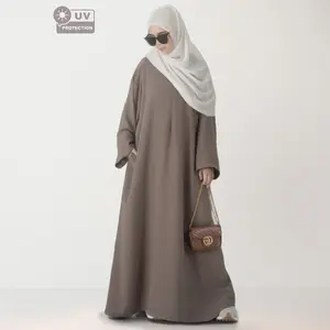 Abaya Anti Uv Haffa Gamis Arab Syari Mahogany Kaftan Maxi Wanita Muslim Terbaru By Al Hasbi