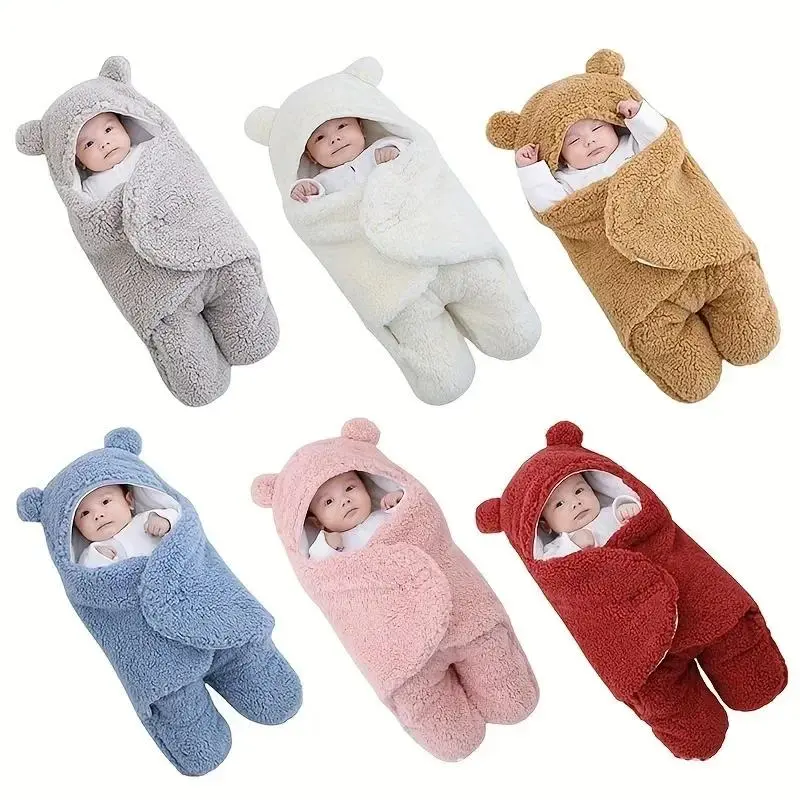 Chăn Trẻ Sơ Sinh, Thiết Kế Dễ Thương, Cho Bé Trai Và Bé Gái, Khăn Quấn Nhồi Bông, Lông Cừu Siêu Mềm Mịn, Túi Ngủ, Bộ Đồ Giường Bằng Bông Mềm, Đồ Dùng Cho Em Bé 5