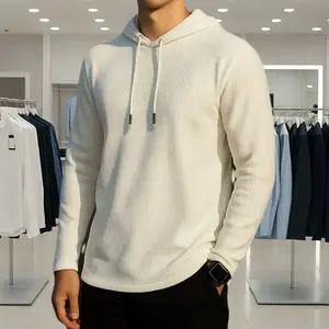 Hoodie waffle baju kaos Hoodie polos Lengan panjang bahan waffle sweater Hoodie waffle